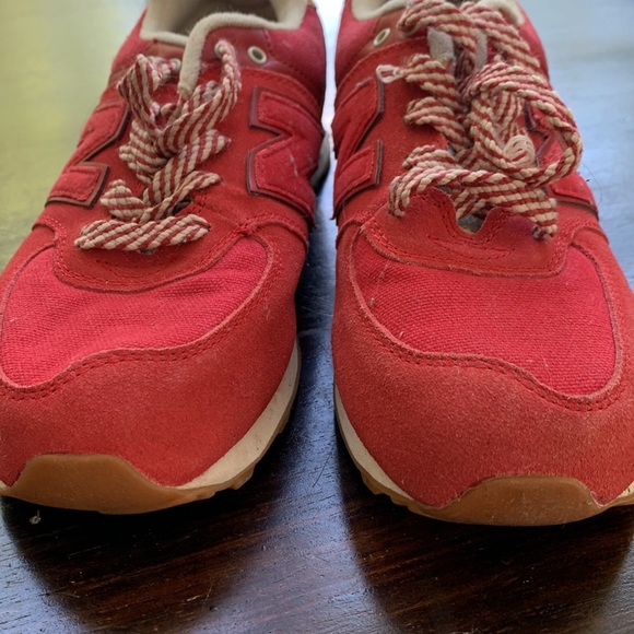 New Balance classics five seventy four. Red suede. Boys 4.5 - Picture 3 of 3